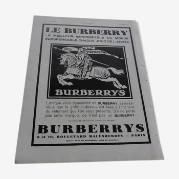 Former Burberrys magazine advertising poster 1932