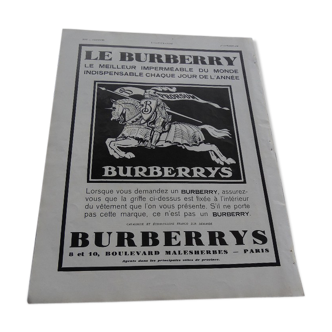 Former Burberrys magazine advertising poster 1932