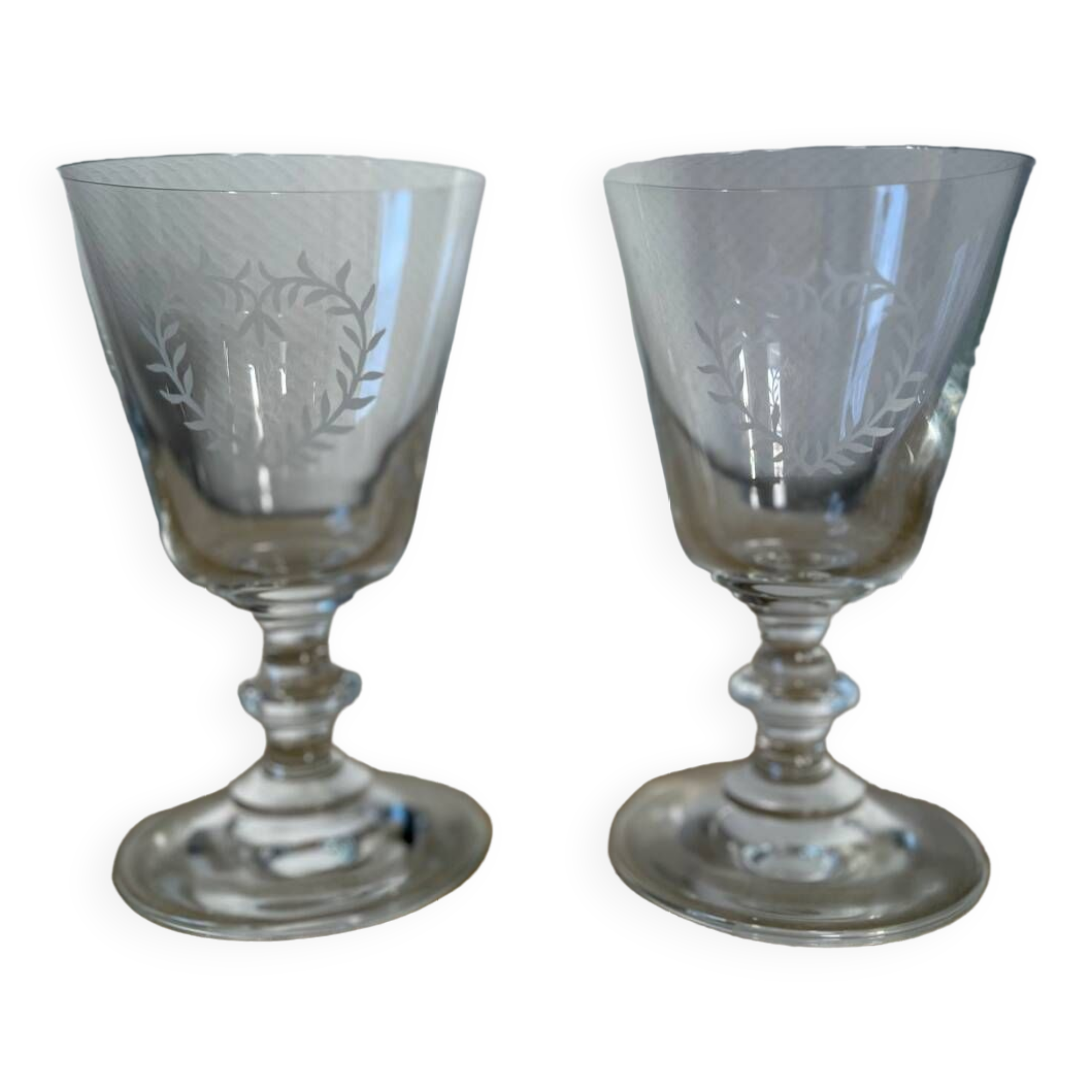 Pair of stemmed wine glasses