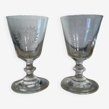 Pair of stemmed wine glasses