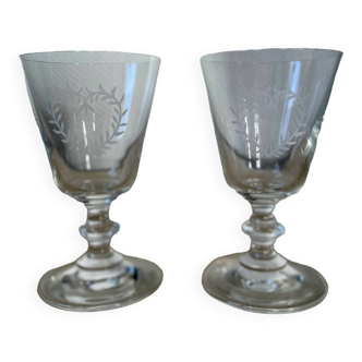 Pair of stemmed wine glasses