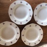 Set of 4 hollow plates Digoin & Sarreguemines pattern small flowers