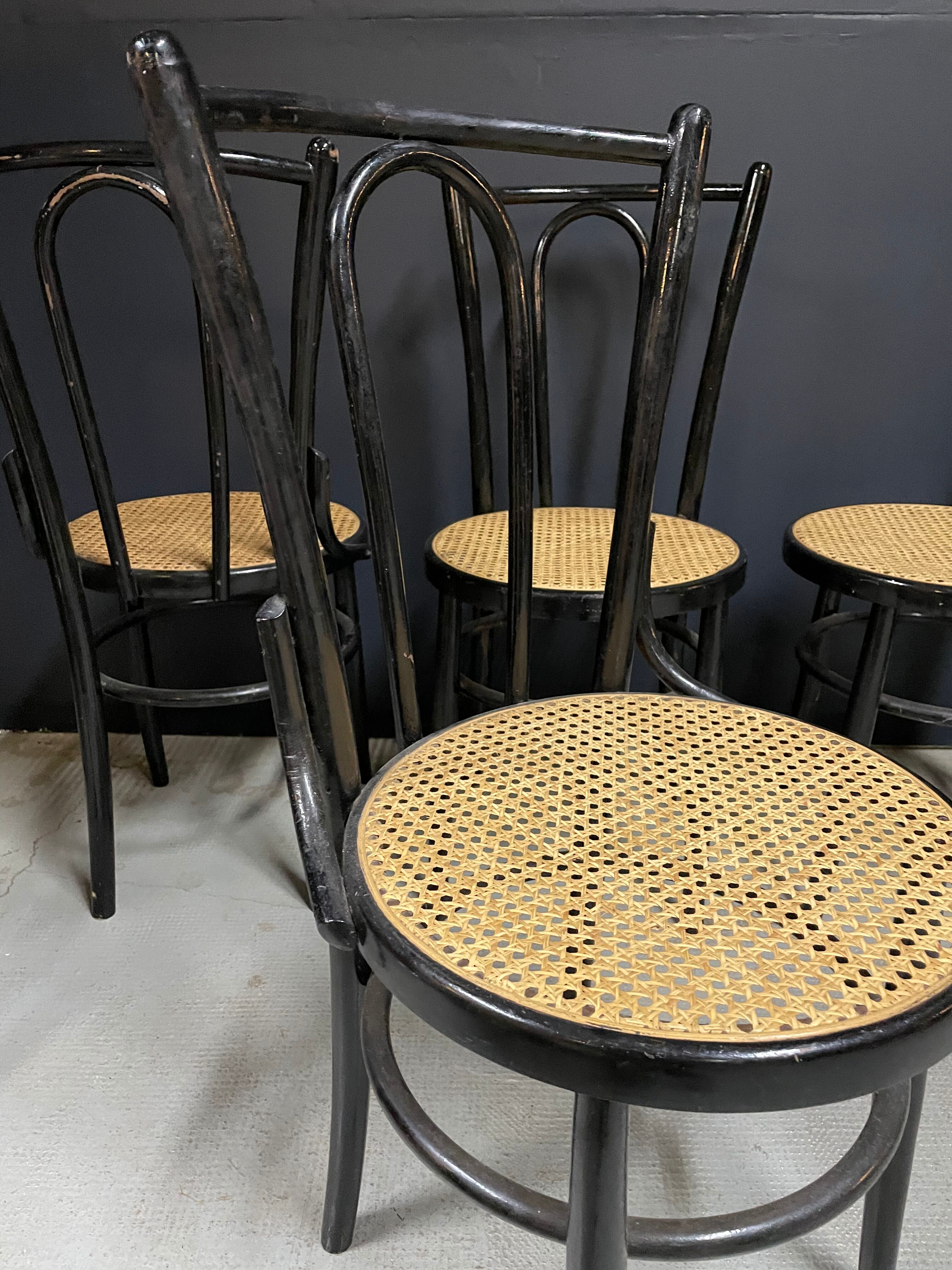 4 chairs bistro cané wood courbet