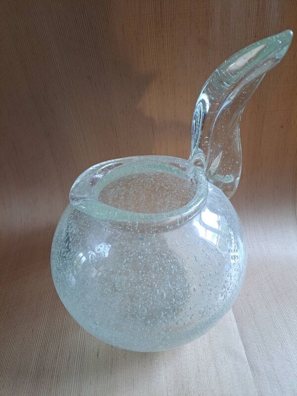 Vase en verre bullé signé Schneider France 1950