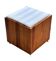 Vintage pinewood stool side table with compartment 70s design