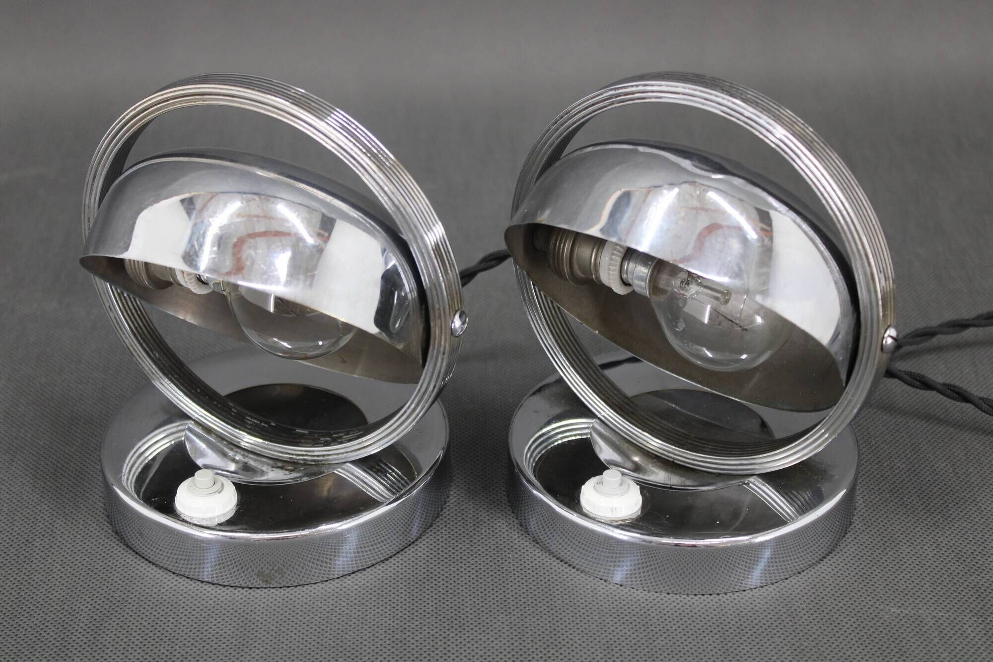 Pair of Bauhaus bedside lamps from the 1930s, Czechoslovakia