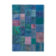 Handmade anatolian vintage 202 cm x 300 cm blue patchwork carpet
