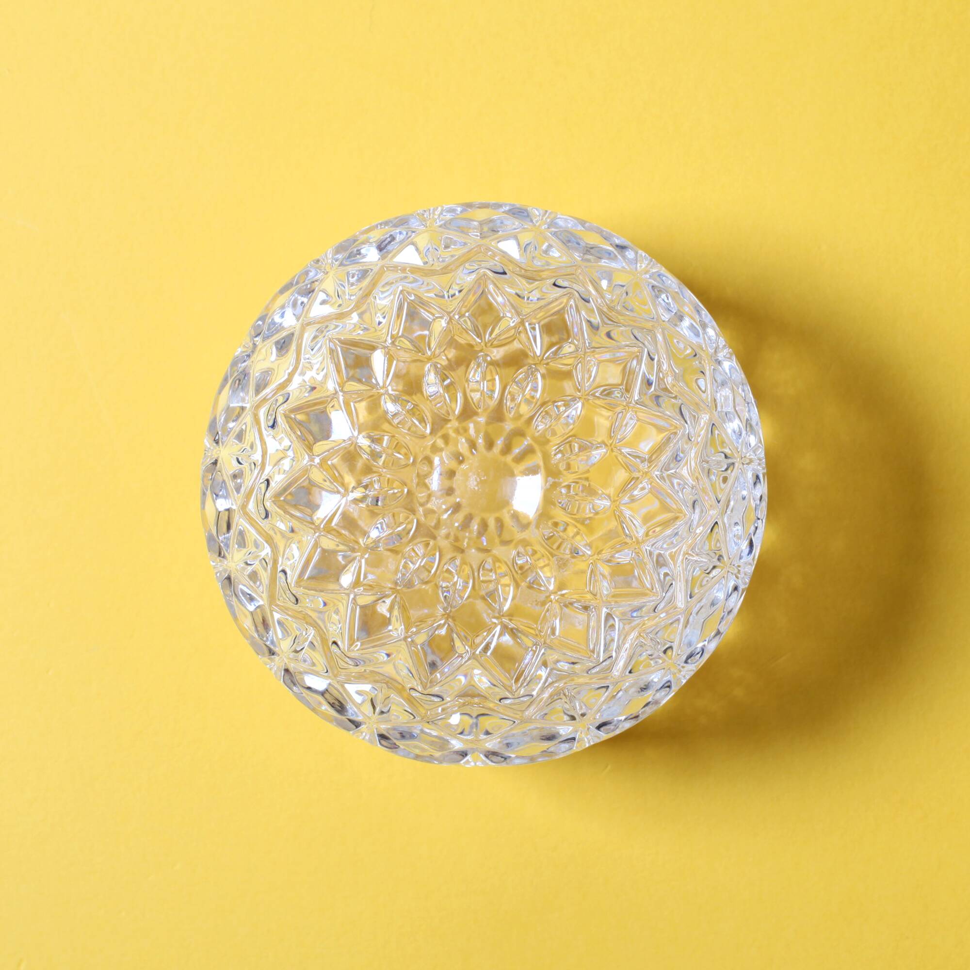 Mid-Century Crystal Bonbon Jar: Vintage Glass Jewelry Box, Italy 1970s