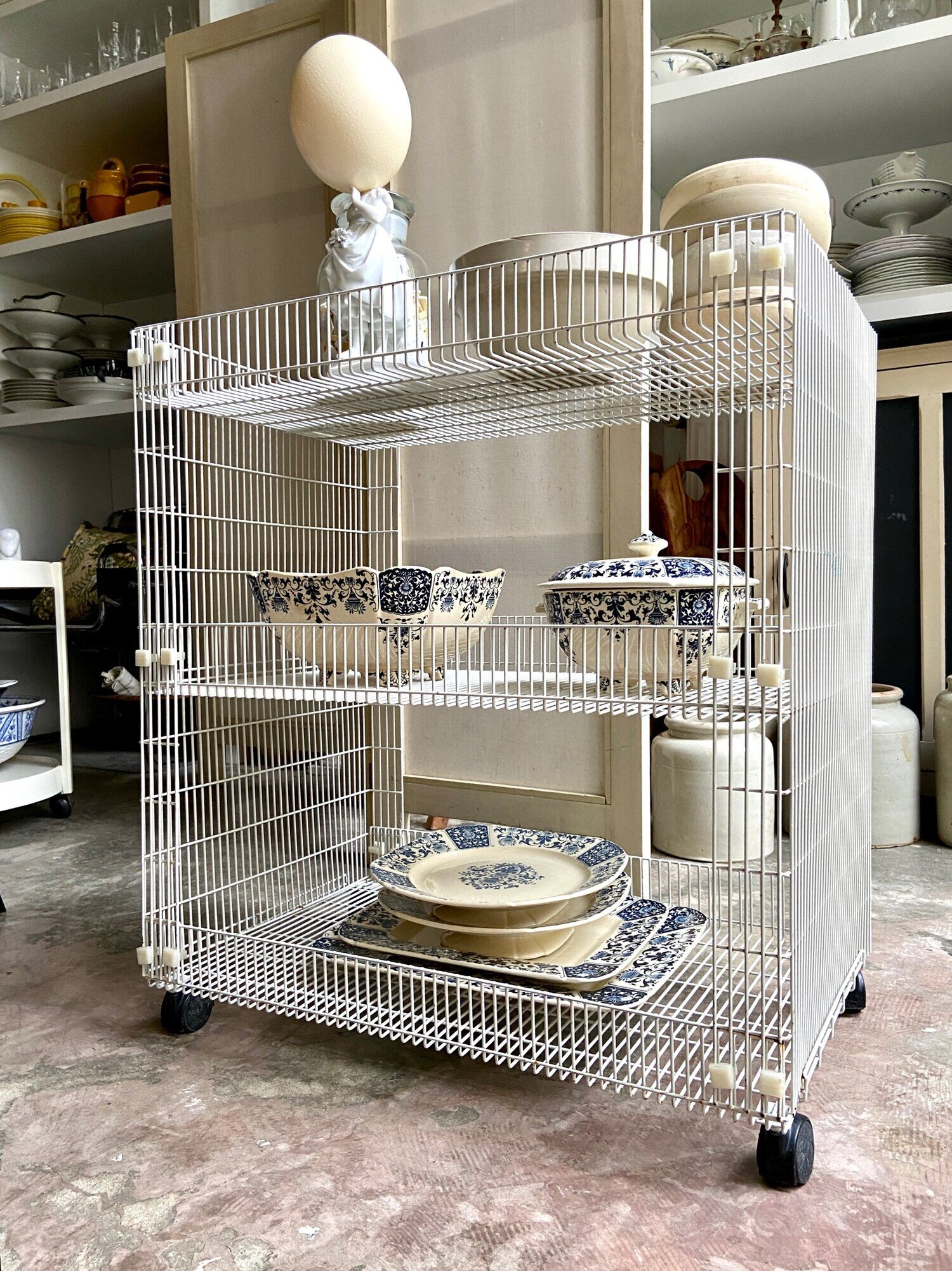 White metal service on wheels trolley