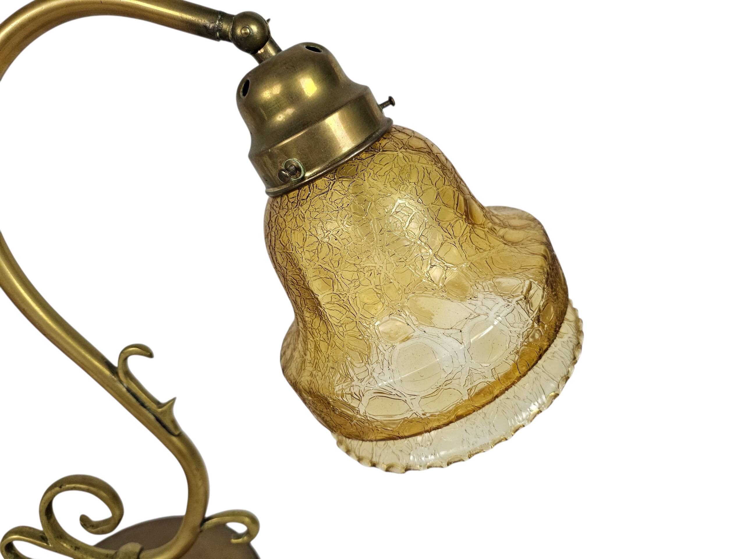 Table lamp - brass - glass - Hollywood Regency style - 70's