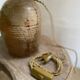Large sandstone and rope lamp