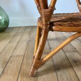 Round rattan coffee table double floor 60s