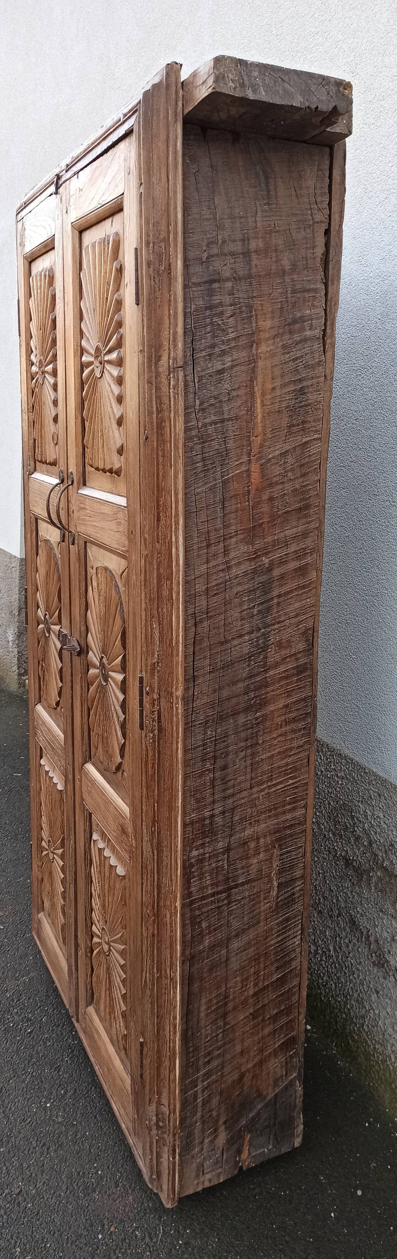 Old built-in wooden wardrobe