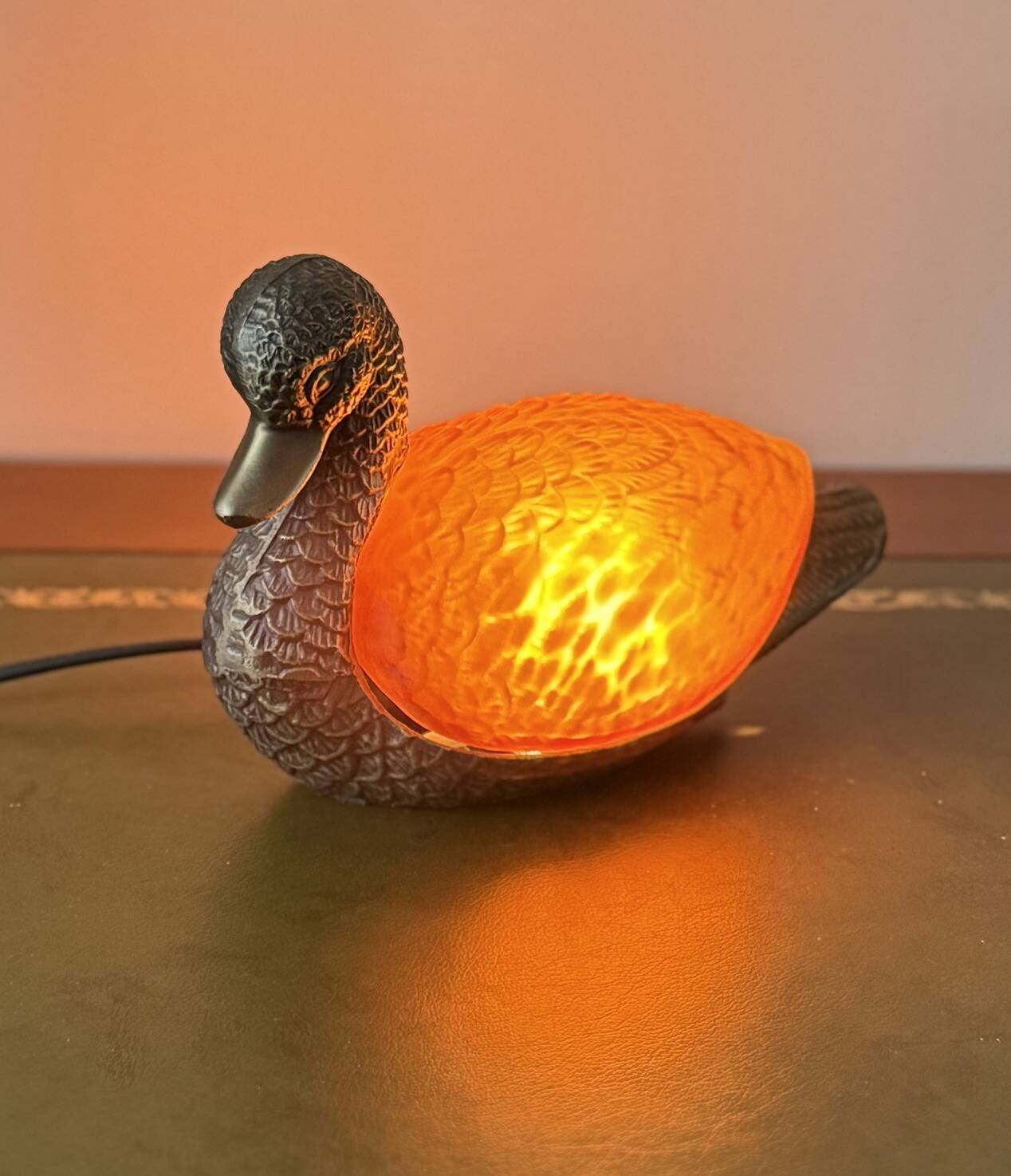 Vintage bronze duck lamp