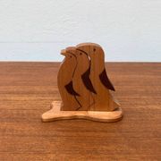 Vintage wooden penguin sculpture, set of 3.