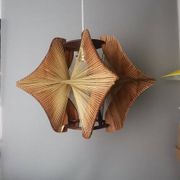 Large futuristic  wooden hanging lamp 1960s