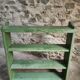 Vintage open pine shelf, original sage green paint, circa 1900–1930.