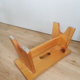 Vintage Hand-Painted Wooden Footstool: Yugoslavian Folk Art Decor