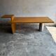 Geometric Brutalist Dining Table — Natural Wood Top with Metal Support, 1980s Architectural Design