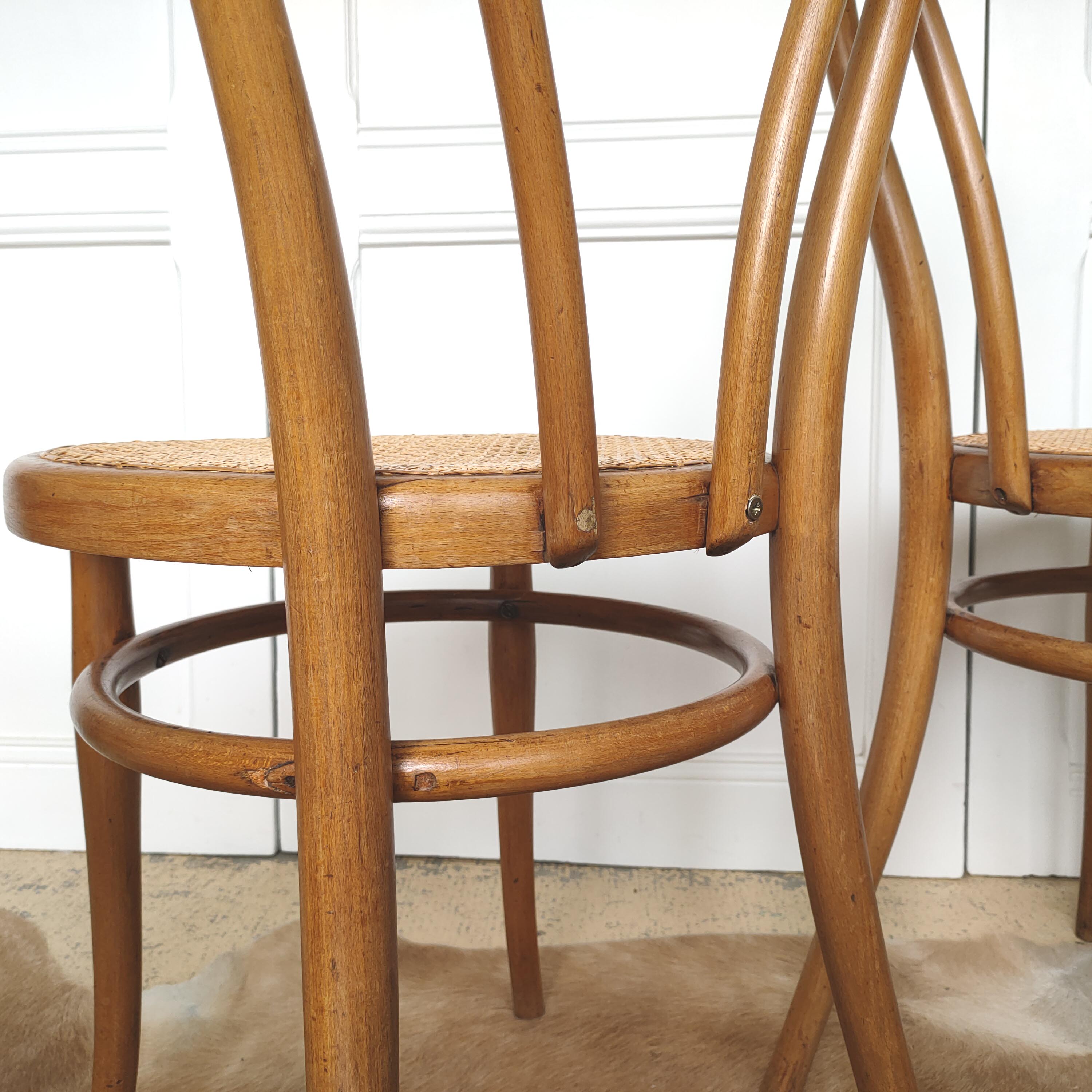 Set of four wooden chairs - canning Thonet