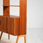Scandinavian teak shelving unit with sliding doors, 1950s/60s