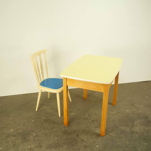 Bureau vintage pour enfants avec chaise, en hêtre et formica, années 60