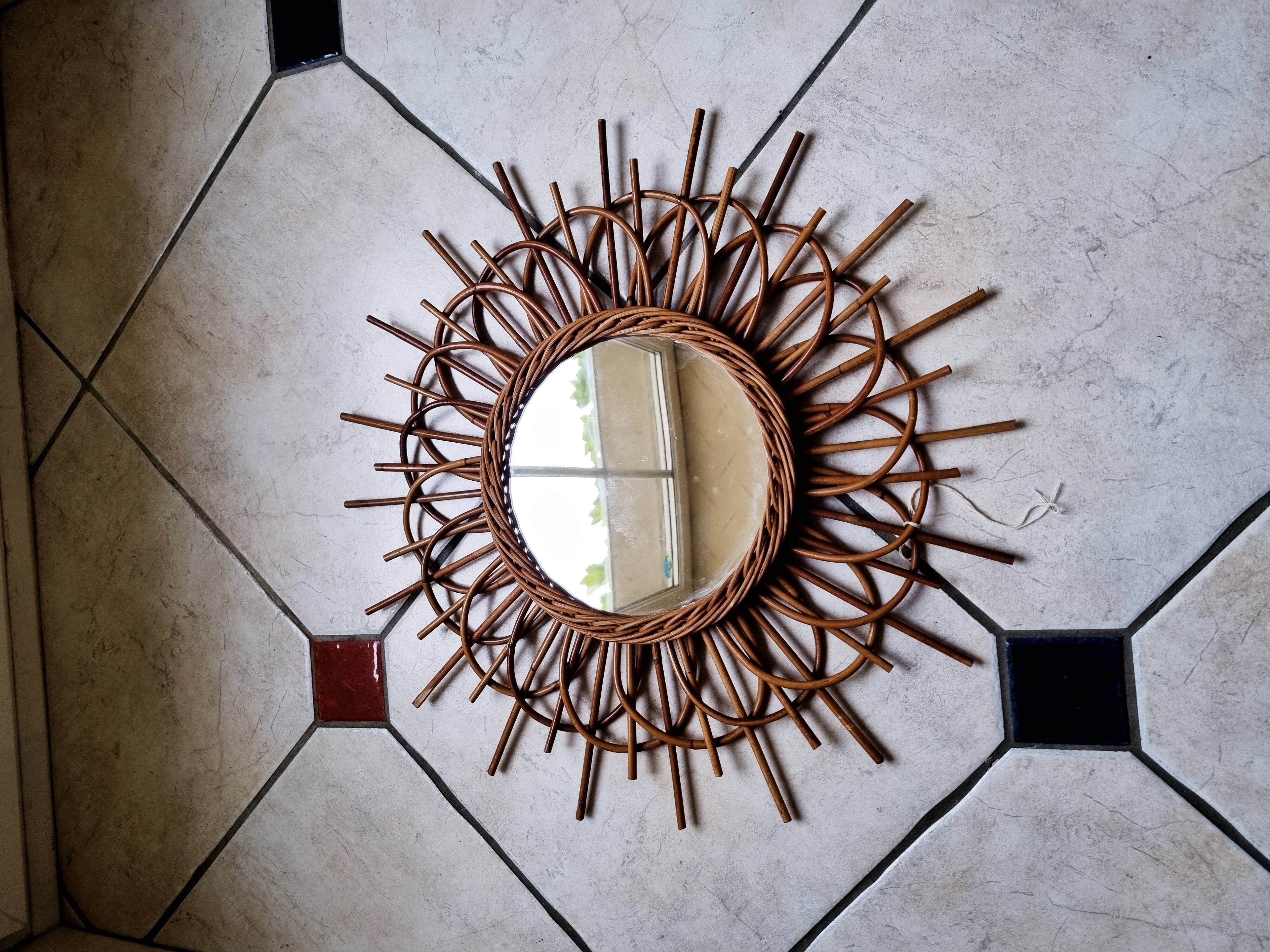 Rattan sun mirror 56cm