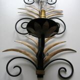 Appliques en fer forgé à décor de feuilles ananas dorées