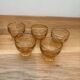 Carafe and 5 pink glass liqueur glasses with a gold rim 2008123