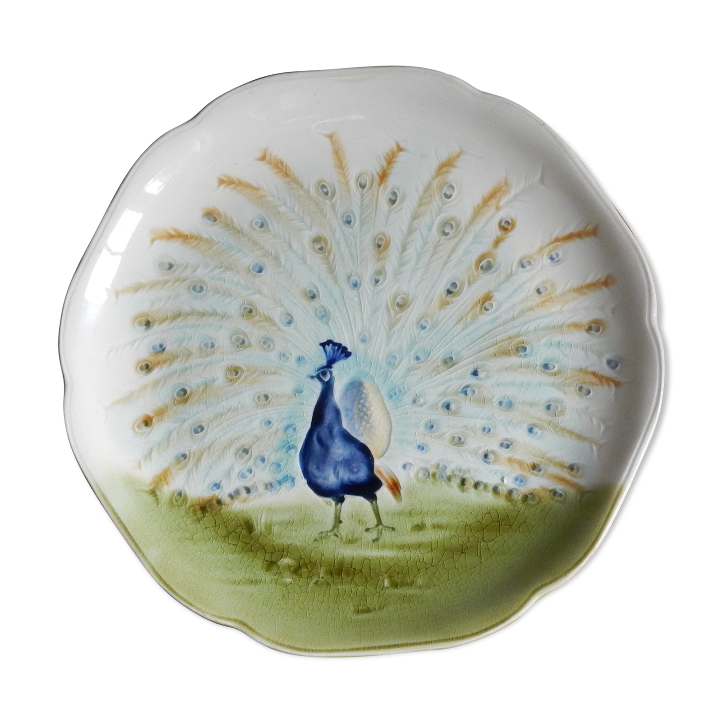 Decorative Majolic Plate HB Choisy the King Peacock Decoration