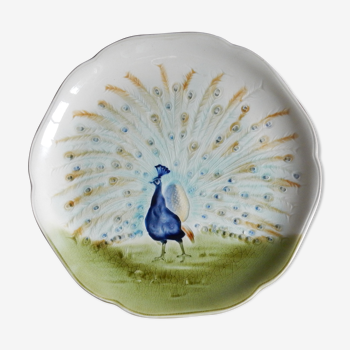 Decorative Majolic Plate HB Choisy the King Peacock Decoration