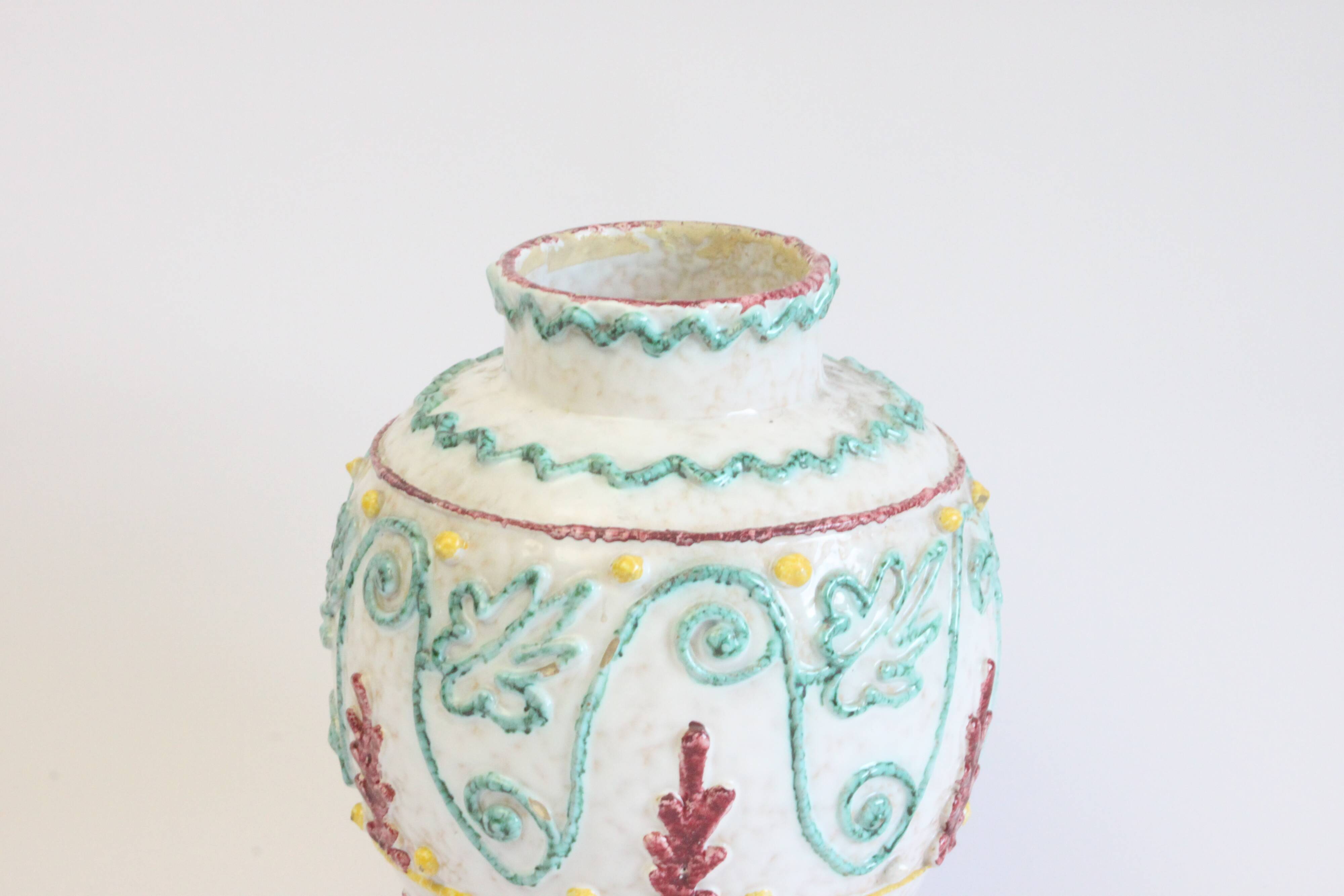 Mediterranean vase with reliëf by Fratelli Fanciullacci, Italy