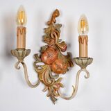 Pair of carved wood and metal sconces, Chelini FIrenze, Italy