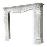 Louis XV style fireplace in Arabescato Carrara marble, circa 1880.