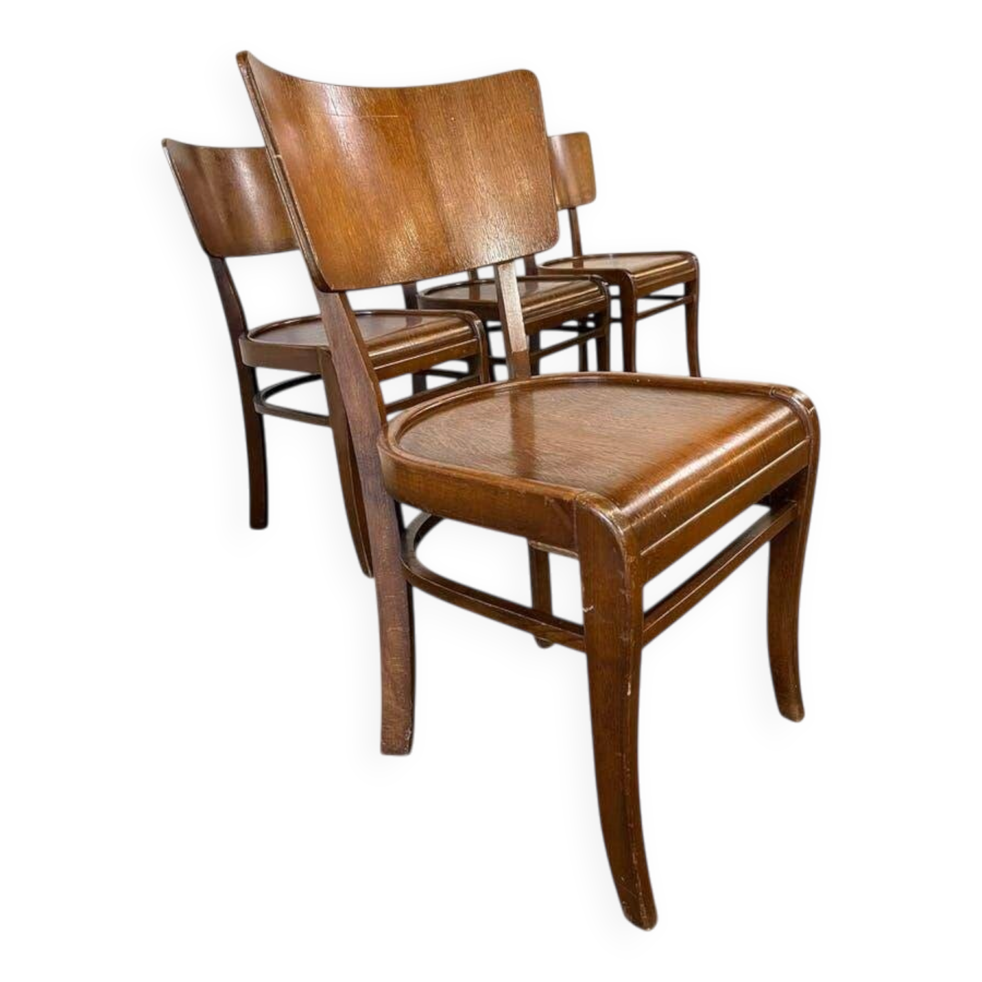 Ensemble de 4 chaises art déco vintage en bois