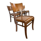 Set of 4 vintage Art Deco wooden chairs