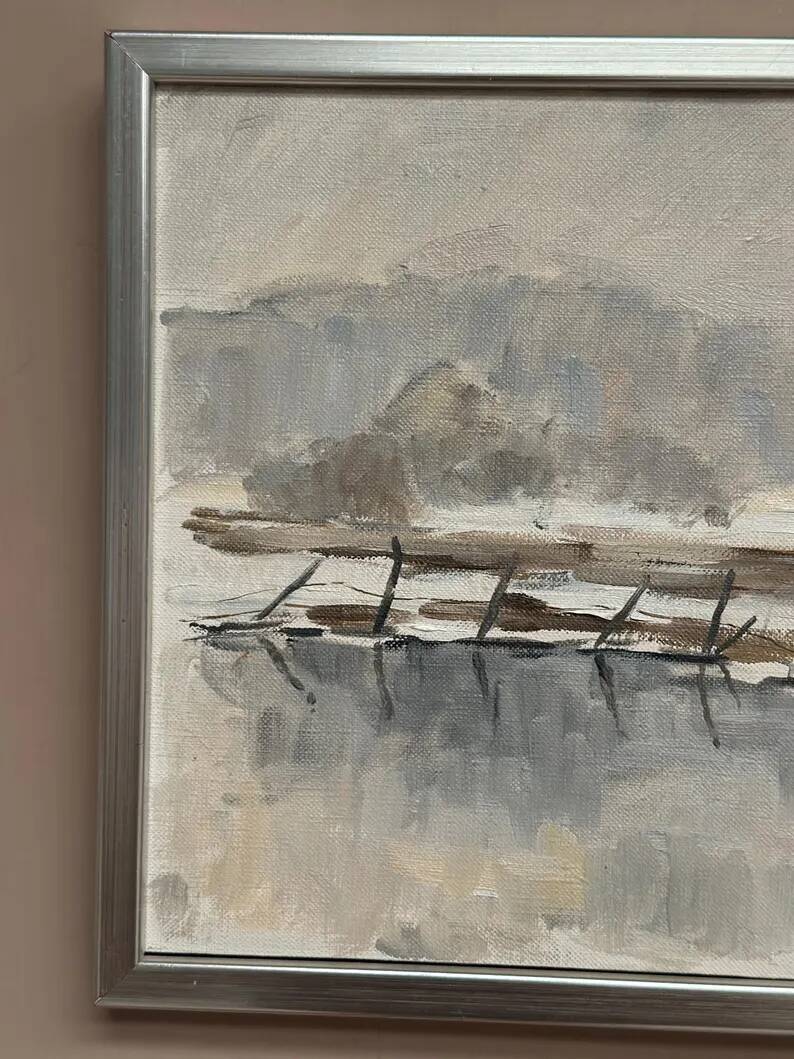Original Swedish Oil on Canvas – “Lanskap” by K. Sjöö – Vintage & Framed – 37.5 × 29.5 cm (14.7" × 11.6")