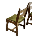 Dining Chairs in Wood and Fabric attributed to Guillerme Et Chambron, 1950s, Set of 6