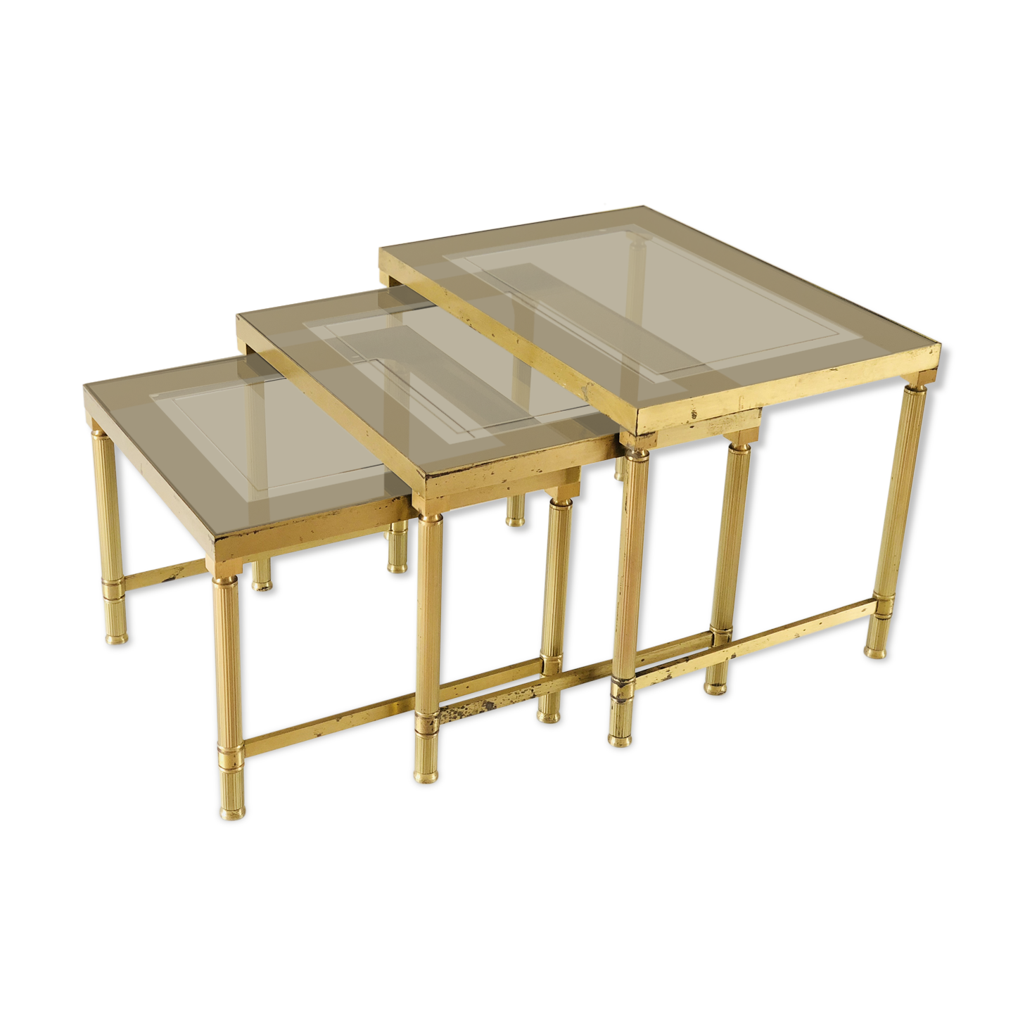 Brass and smoked glass trundle table