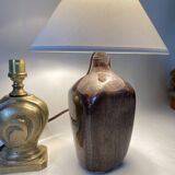 Lampe céramique, câble tissu, abat-jour coton