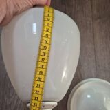 vintage pendant light from the 60s and 70s in white opaline with rosette