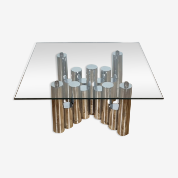 Coffee table "Cylinders" in chromed metal, Italy, circa 1970