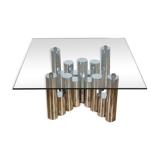 "Cylinders" coffee table in chromed metal, Italy, circa 1970