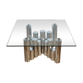 "Cylinders" coffee table in chromed metal, Italy, circa 1970