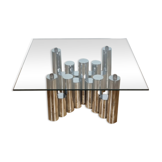 Coffee table "Cylinders" in chromed metal, Italy, circa 1970