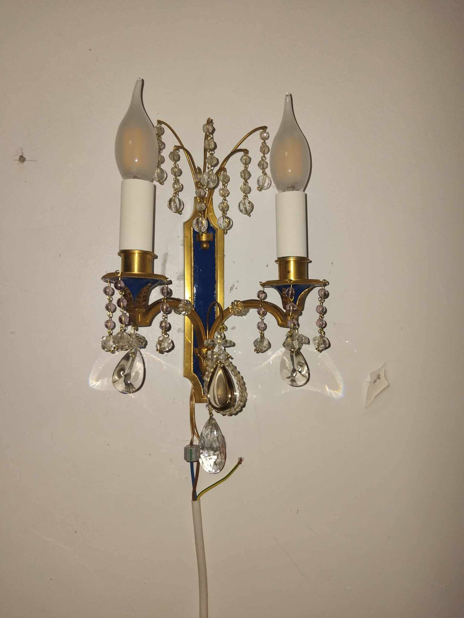 Pair of Louis XVI style gilt bronze wall lights