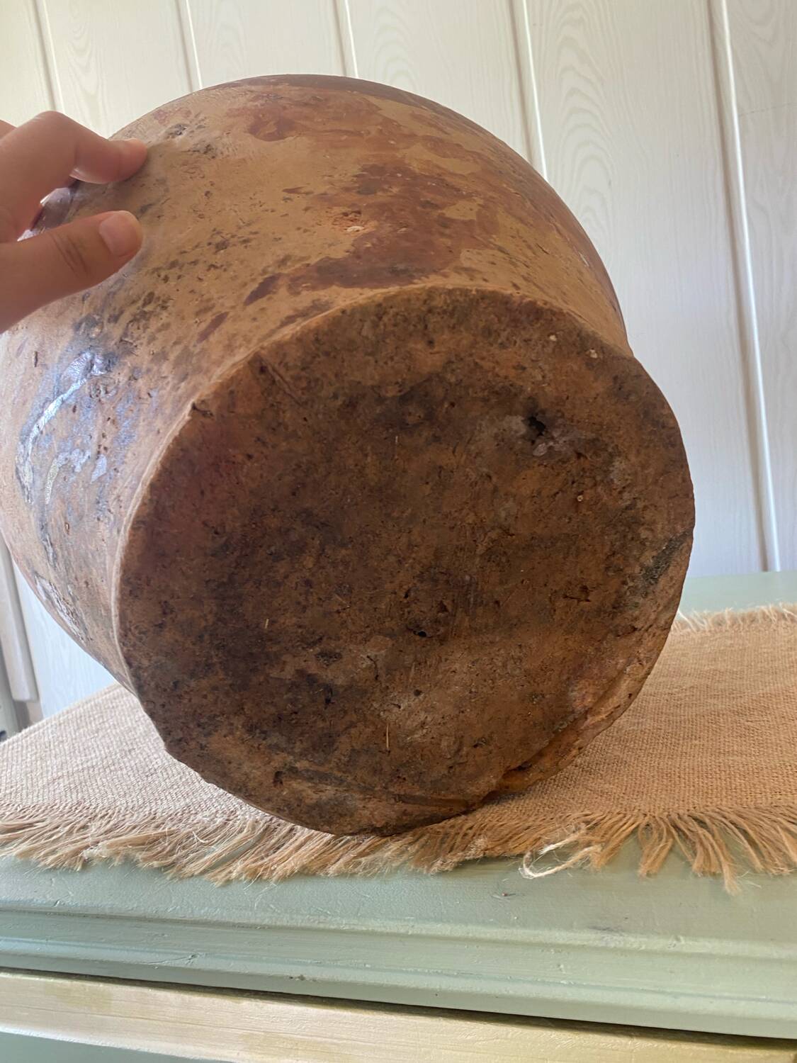 Large antique glazed terracotta jar from the South-West, late 19th century