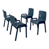 Postmodern Leather Dining Chairs, Italy, 1980s, Set of 4
