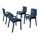 Postmodern Leather Dining Chairs, Italy, 1980s, Set of 4