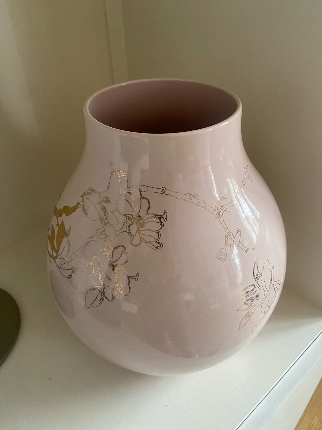 Ceramic vase XXL Jonsberg pink and gold Hella Jongerius Ikea vintage